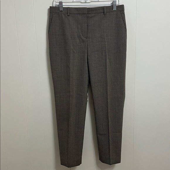 NEW Theory Treeca 4 Hartford Wool Brown Tan Plaid Check Wool Trousers Pants 6 - Picture 1 of 13